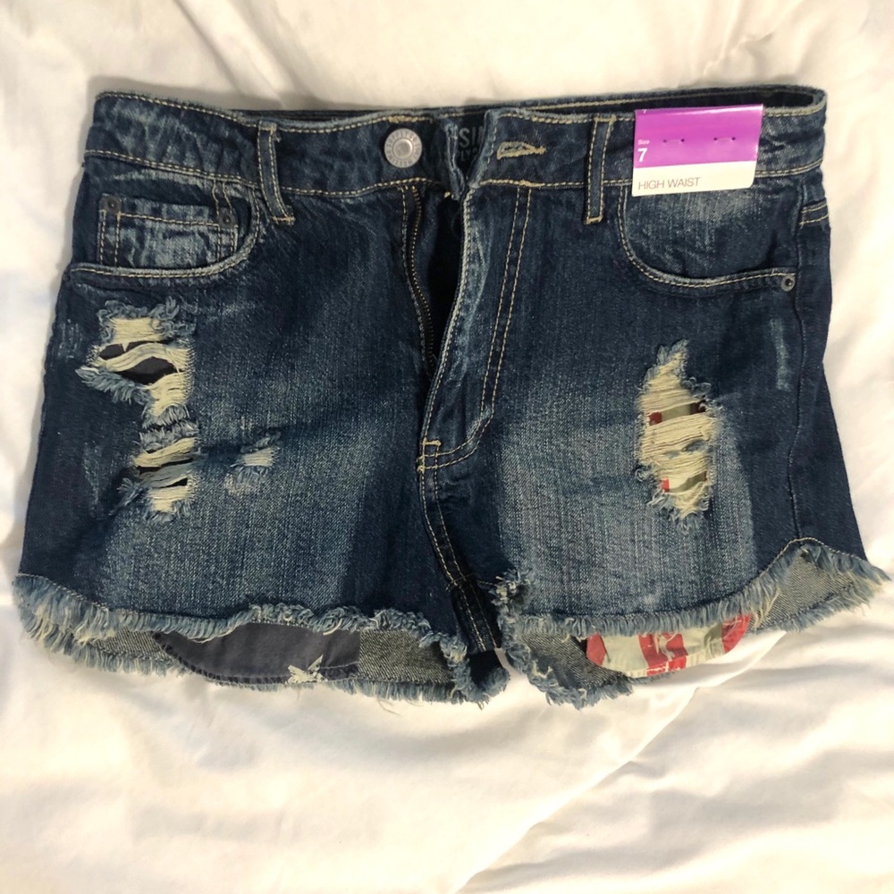 Patriotic high waste jean shorts, never been worn.